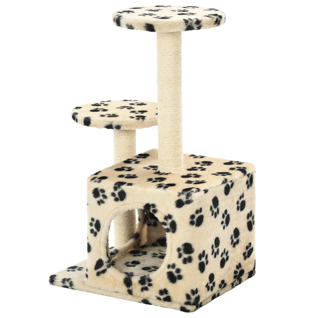 VidaXL Kattenkrabpaal met sisal krabpalen 60 cm pootafdrukken beige