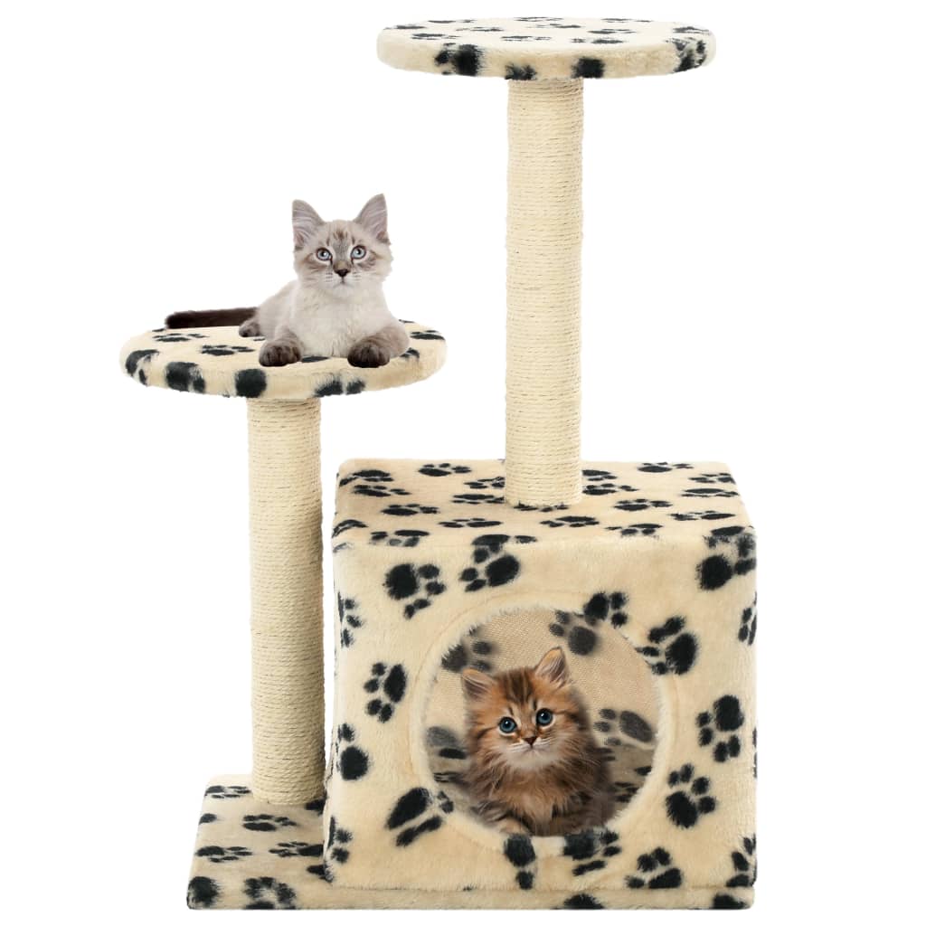 VidaXL Kattenkrabpaal met sisal krabpalen 60 cm pootafdrukken beige