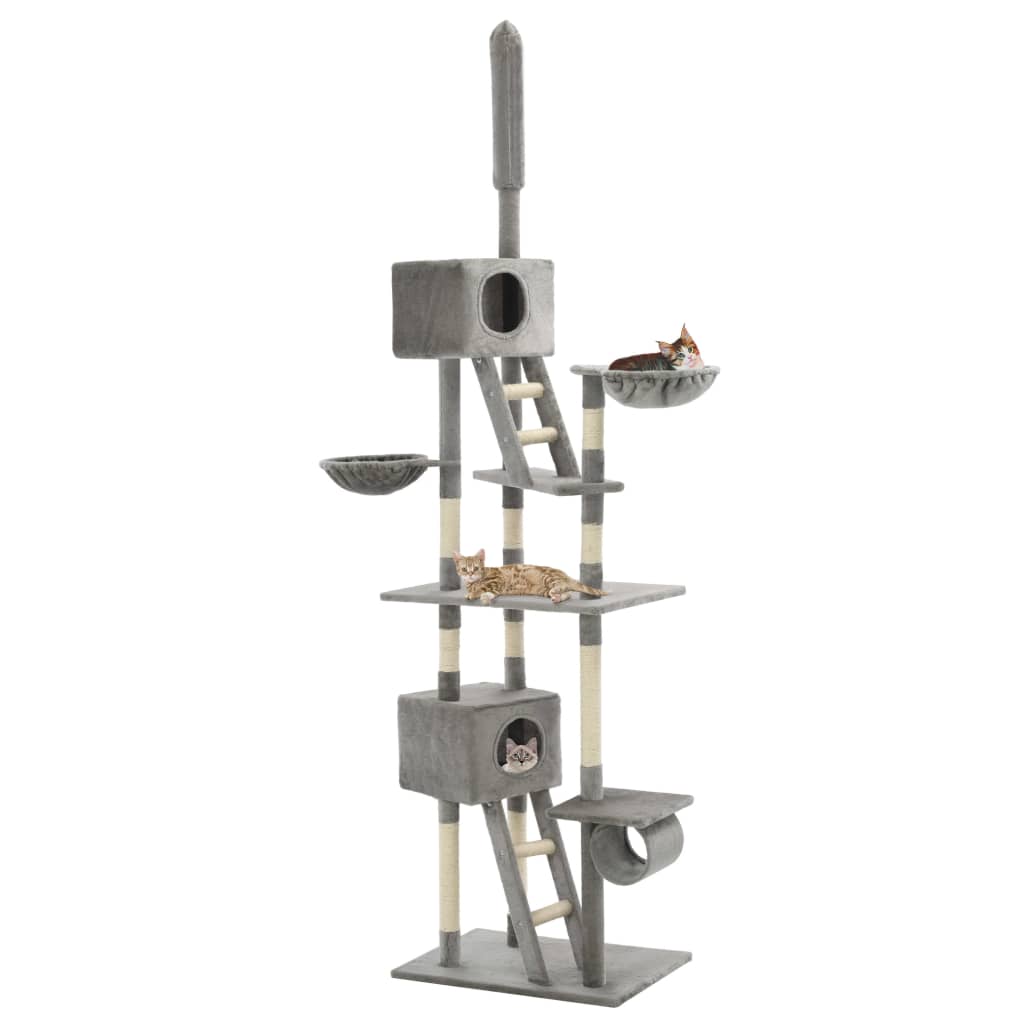 VidaXL Kattenkrabpaal met sisal krabpalen 230-260 cm grijs