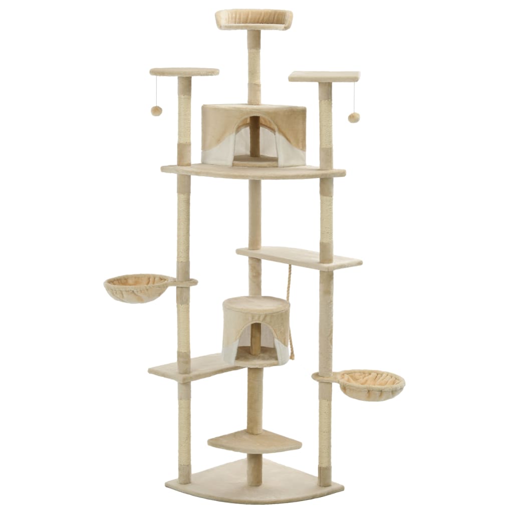 VidaXL Kattenkrabpaal met sisal krabpalen 203 cm beige en wit