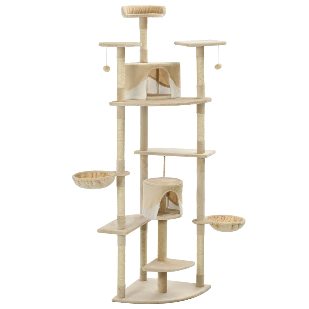 VidaXL Kattenkrabpaal met sisal krabpalen 203 cm beige en wit