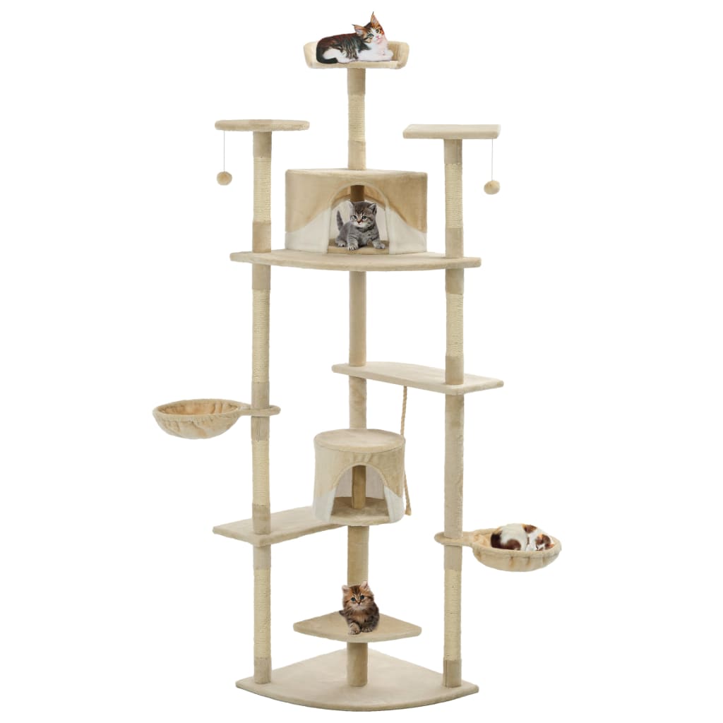 VidaXL Kattenkrabpaal met sisal krabpalen 203 cm beige en wit
