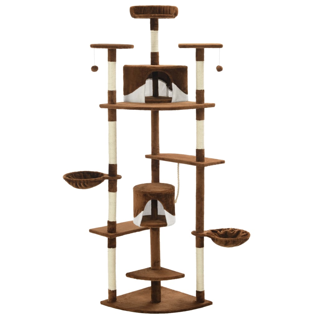 VidaXL Kattenkrabpaal met sisal krabpalen 203 cm bruin en wit