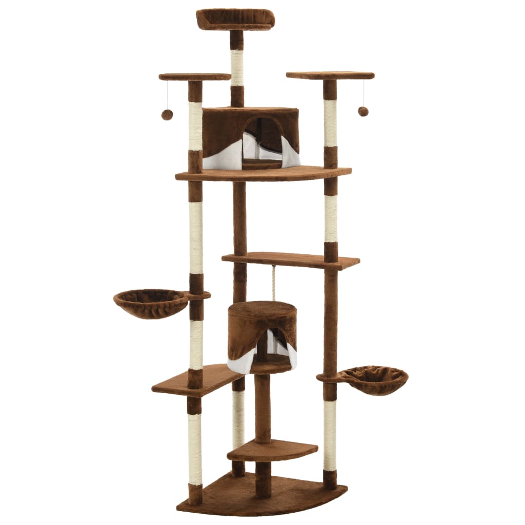 VidaXL Kattenkrabpaal met sisal krabpalen 203 cm bruin en wit