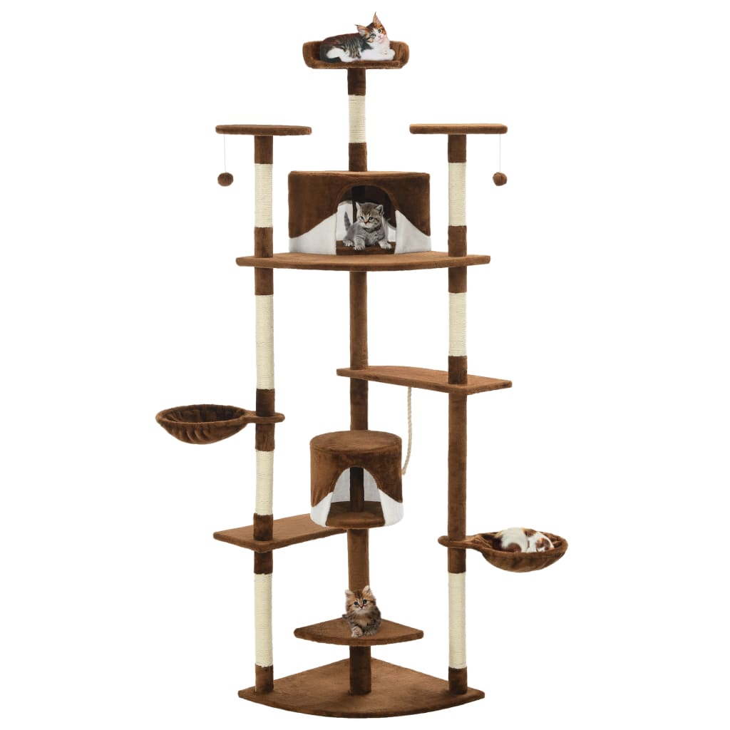 VidaXL Kattenkrabpaal met sisal krabpalen 203 cm bruin en wit