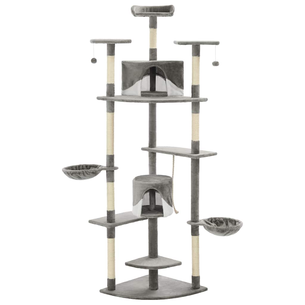 VidaXL Kattenkrabpaal met sisal krabpalen 203 cm grijs en wit