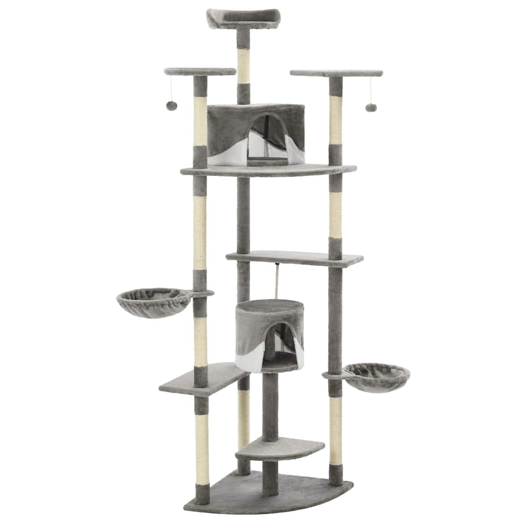 VidaXL Kattenkrabpaal met sisal krabpalen 203 cm grijs en wit