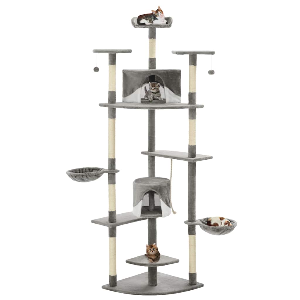 VidaXL Kattenkrabpaal met sisal krabpalen 203 cm grijs en wit