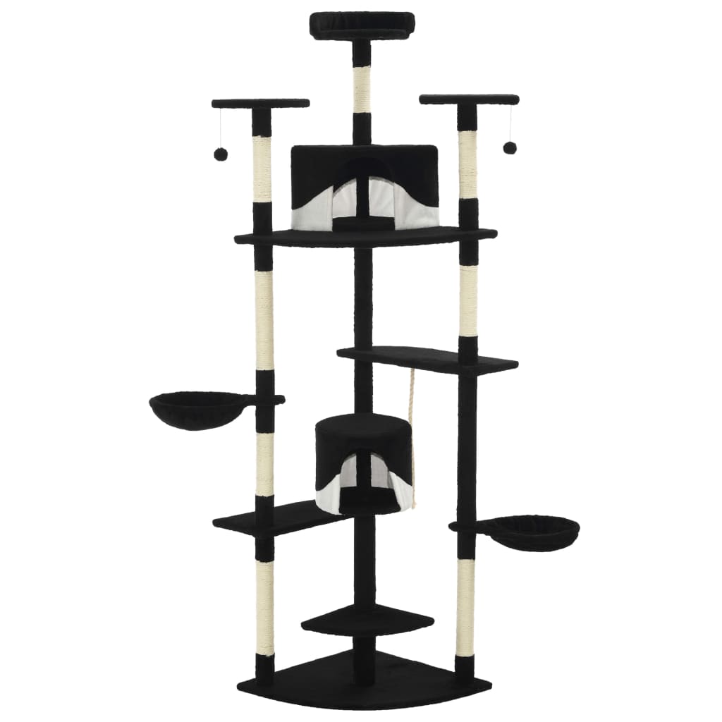 VidaXL Kattenkrabpaal met sisal krabpalen 203 cm zwart en wit