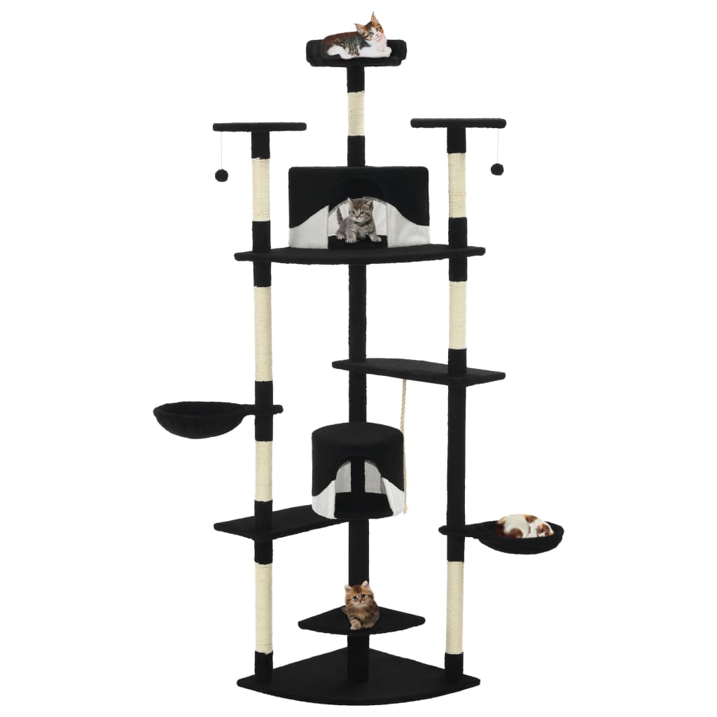 VidaXL Kattenkrabpaal met sisal krabpalen 203 cm zwart en wit