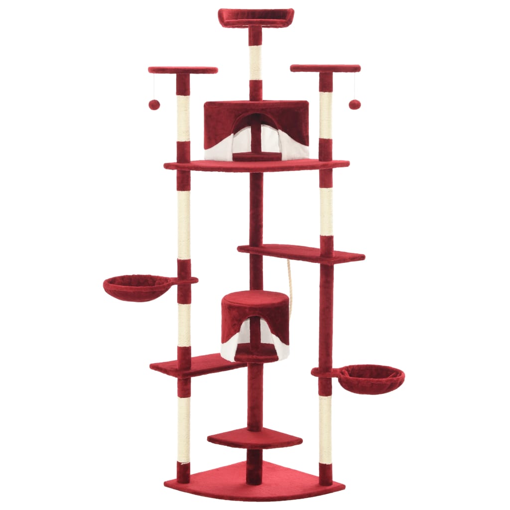 VidaXL Kattenkrabpaal met sisal krabpalen 203 cm rood en wit