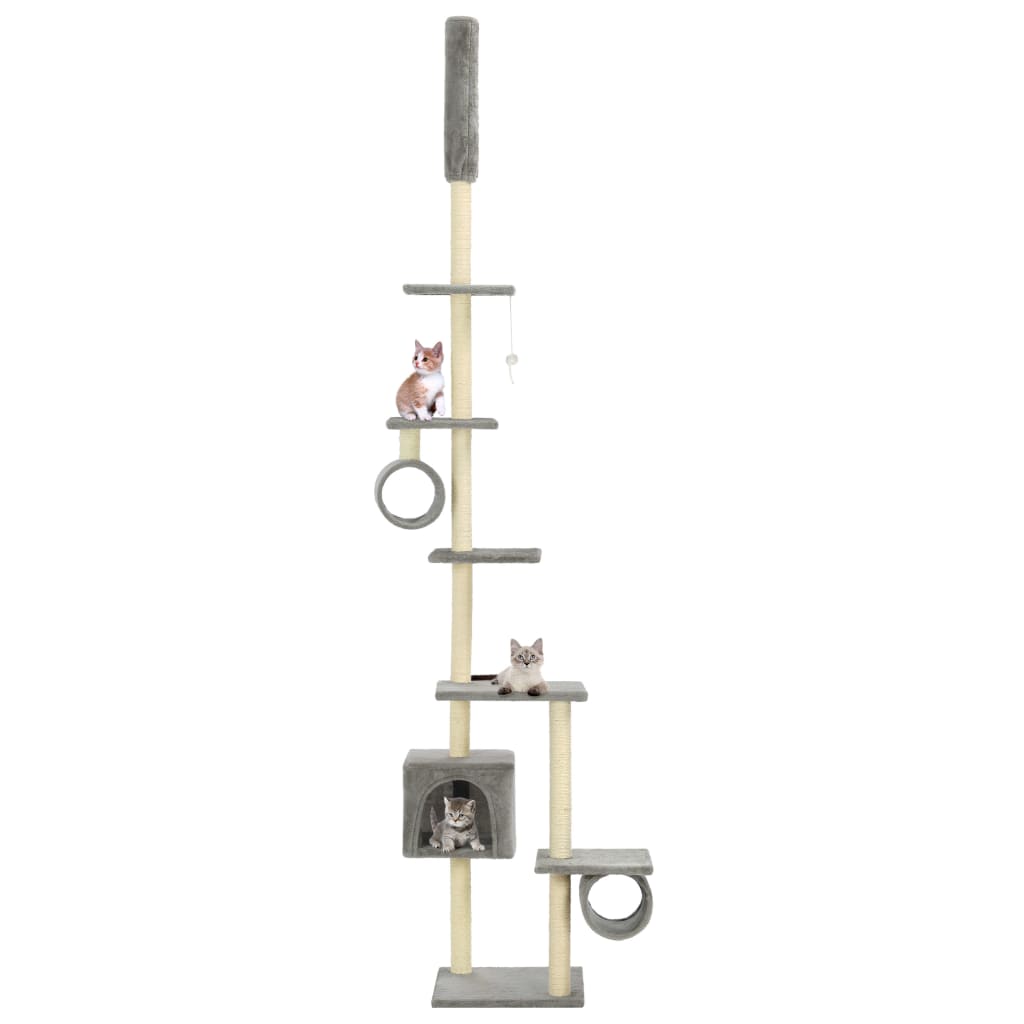 VidaXL Kattenkrabpaal met sisal krabpalen 260 cm grijs
