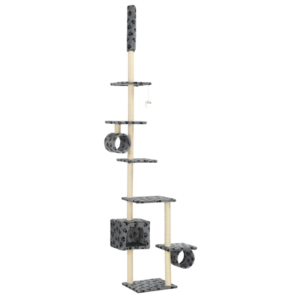 VidaXL Kattenkrabpaal met sisalpalen 260 cm pootafdrukken grijs