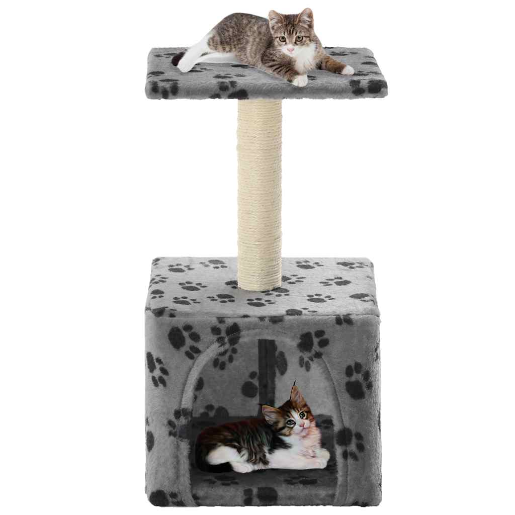 VidaXL Kattenkrabpaal met sisal krabpaal 55 cm pootafdrukken grijs