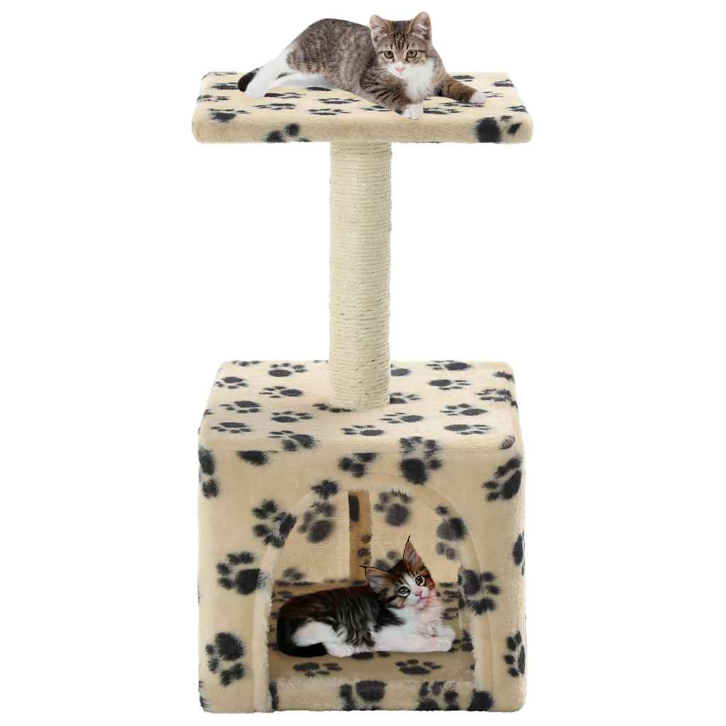VidaXL Kattenkrabpaal met sisal krabpaal 55 cm pootafdrukken beige