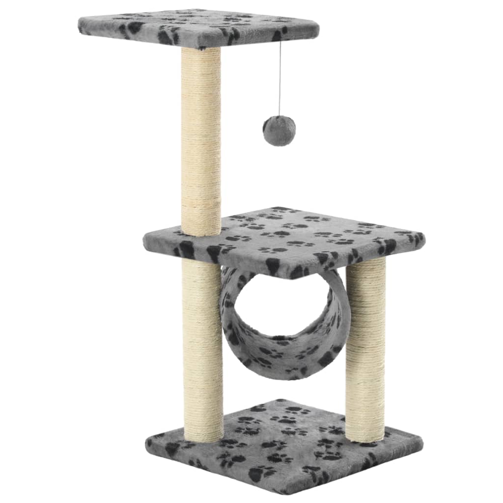 VidaXL Kattenkrabpaal met sisal krabpalen 65 cm pootafdrukken grijs