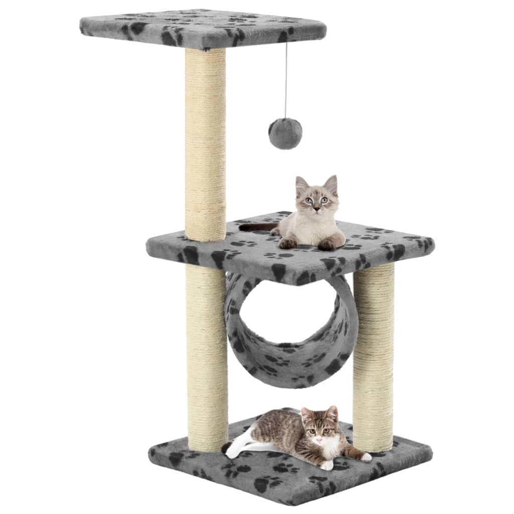 VidaXL Kattenkrabpaal met sisal krabpalen 65 cm pootafdrukken grijs