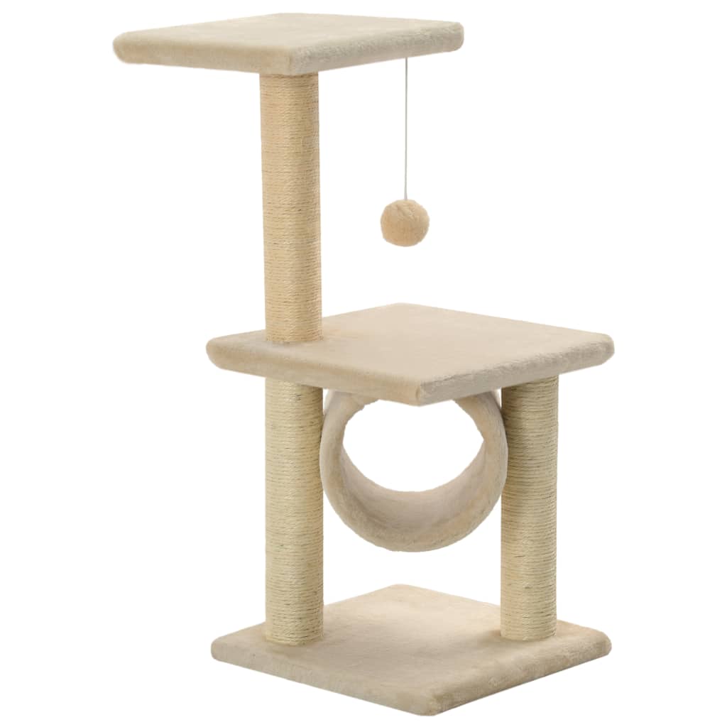 VidaXL Kattenkrabpaal met sisal krabpalen 65 cm beige