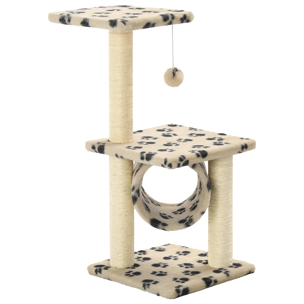 VidaXL Kattenkrabpaal met sisal krabpalen 65 cm pootafdrukken beige
