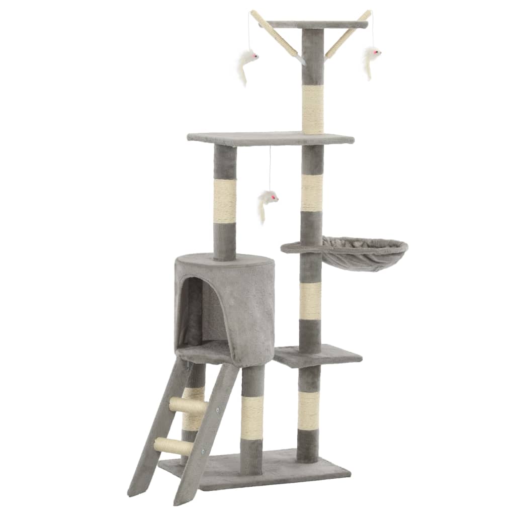VidaXL Kattenkrabpaal met sisal krabpalen 138 cm grijs