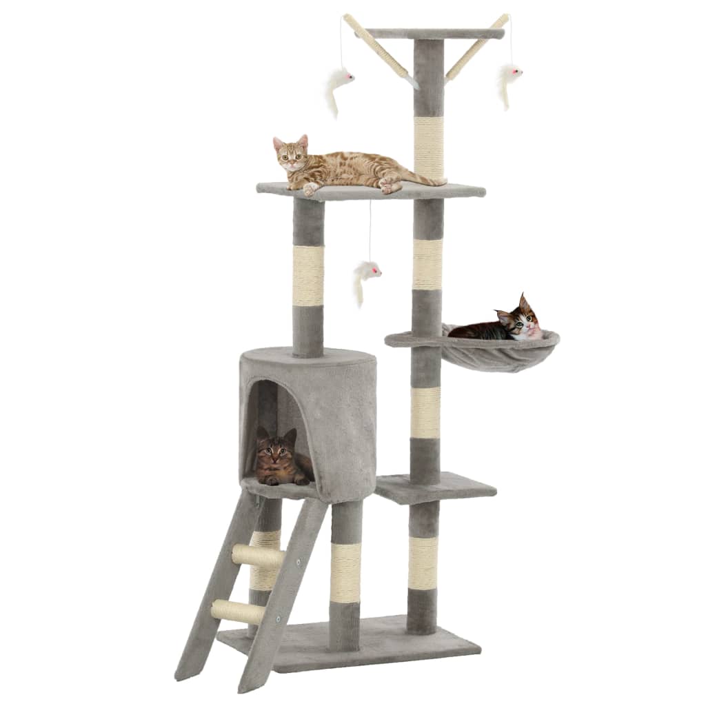 VidaXL Kattenkrabpaal met sisal krabpalen 138 cm grijs