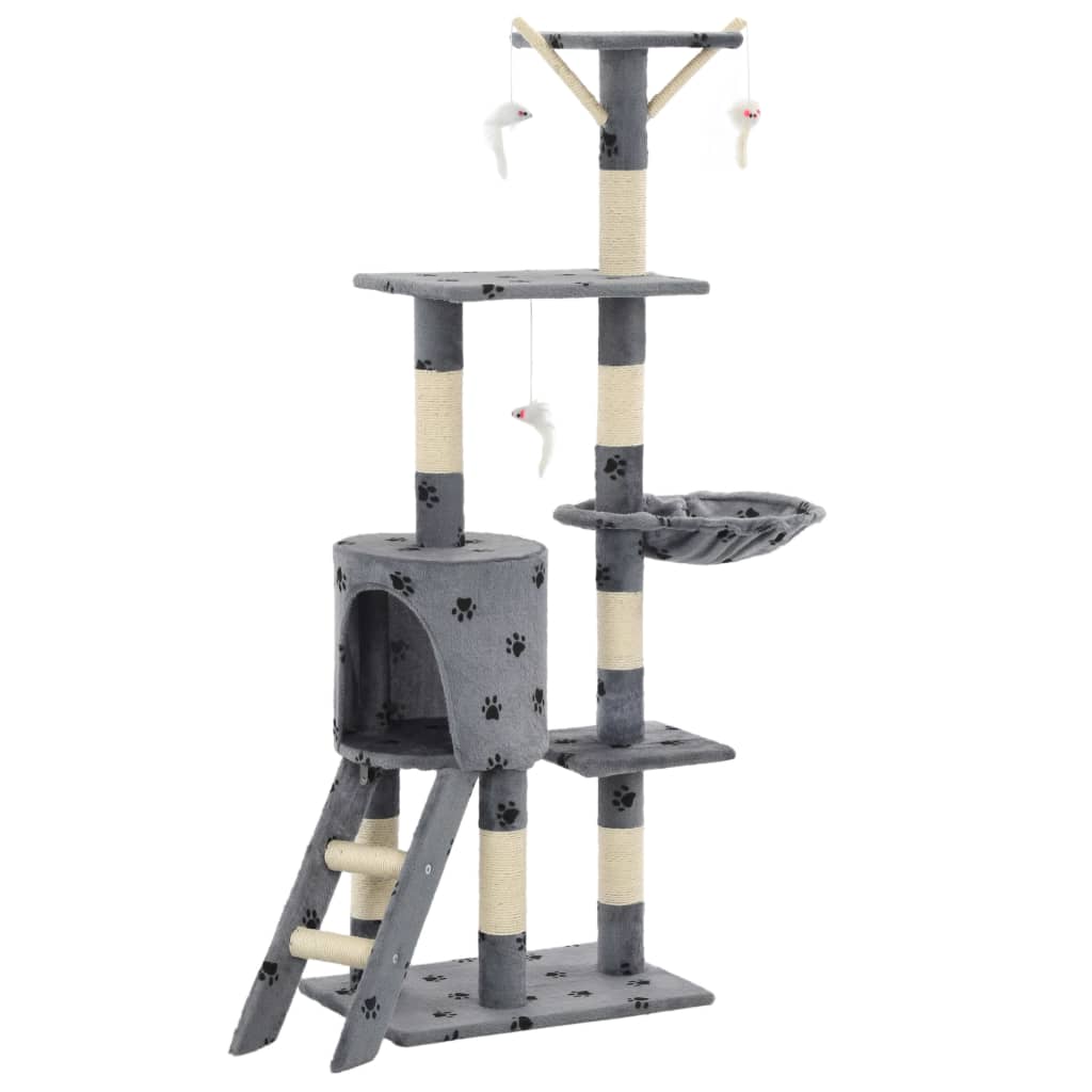 VidaXL Kattenkrabpaal met sisal krabpalen 138 cm pootafdrukken grijs