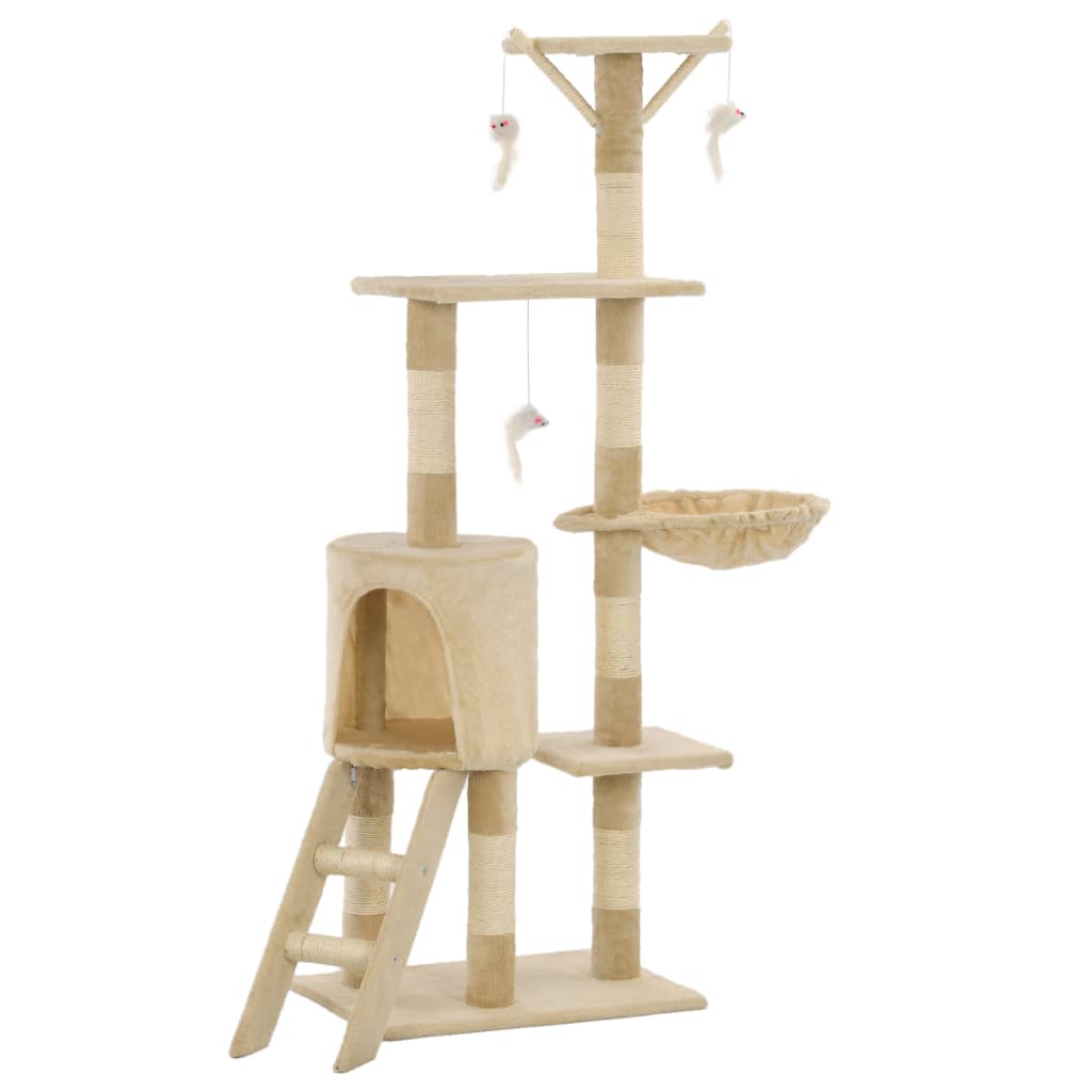 VidaXL Kattenkrabpaal met sisal krabpalen 138 cm beige