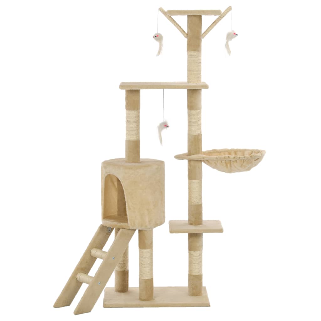VidaXL Kattenkrabpaal met sisal krabpalen 138 cm beige