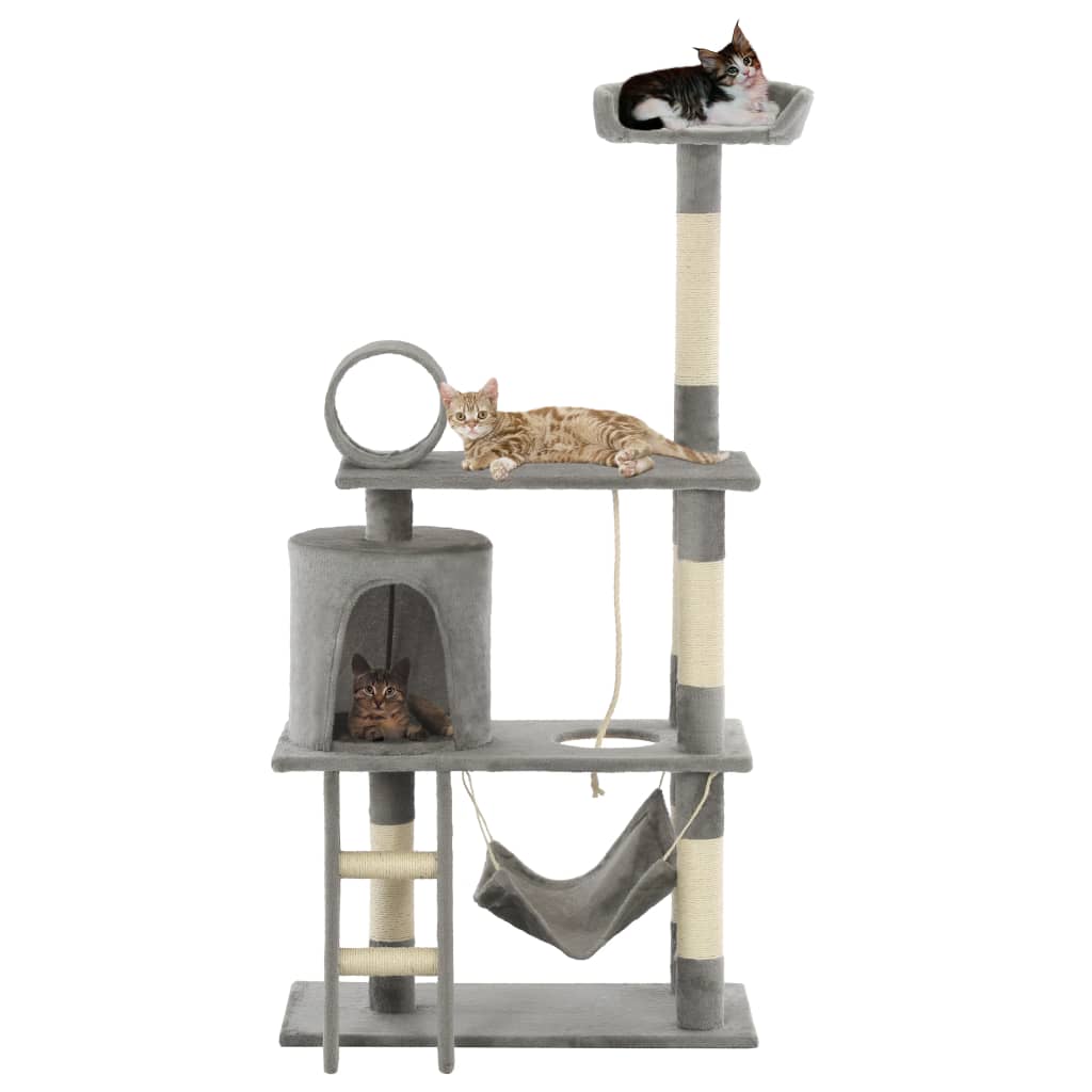 VidaXL Kattenkrabpaal met sisal krabpalen 140 cm grijs