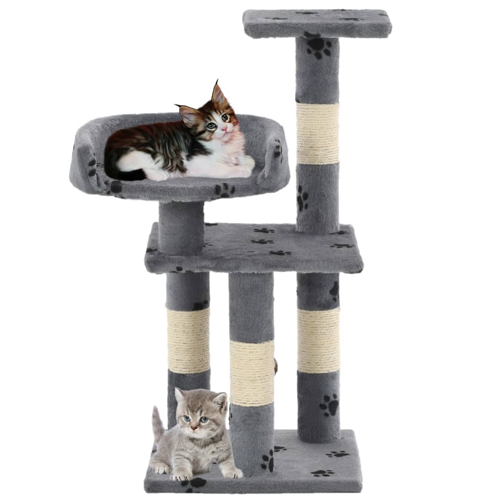 VidaXL Kattenkrabpaal met sisal krabpalen 65 cm pootafdrukken grijs