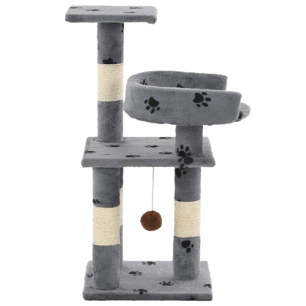 VidaXL Kattenkrabpaal met sisal krabpalen 65 cm pootafdrukken grijs