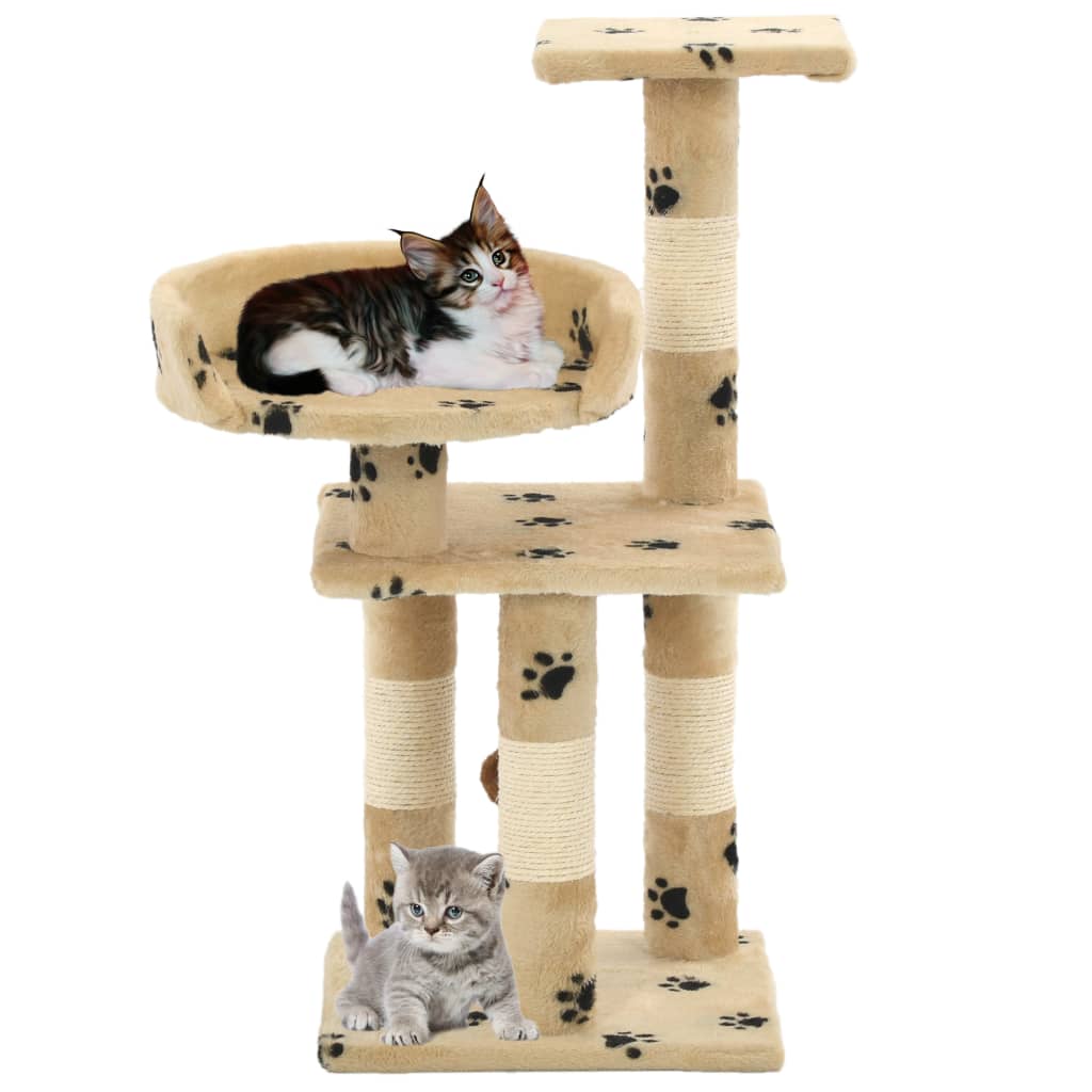 VidaXL Kattenkrabpaal met sisal krabpalen 65 cm pootafdrukken beige