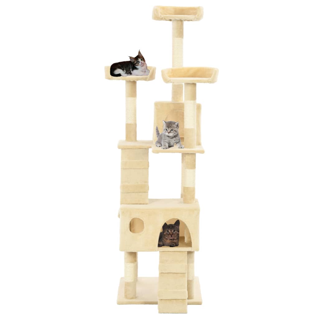 VidaXL Kattenkrabpaal met sisal krabpalen 170 cm beige