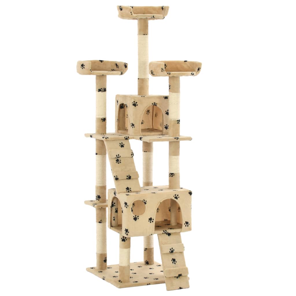 VidaXL Kattenkrabpaal met sisal krabpalen 170 cm pootafdrukken beige