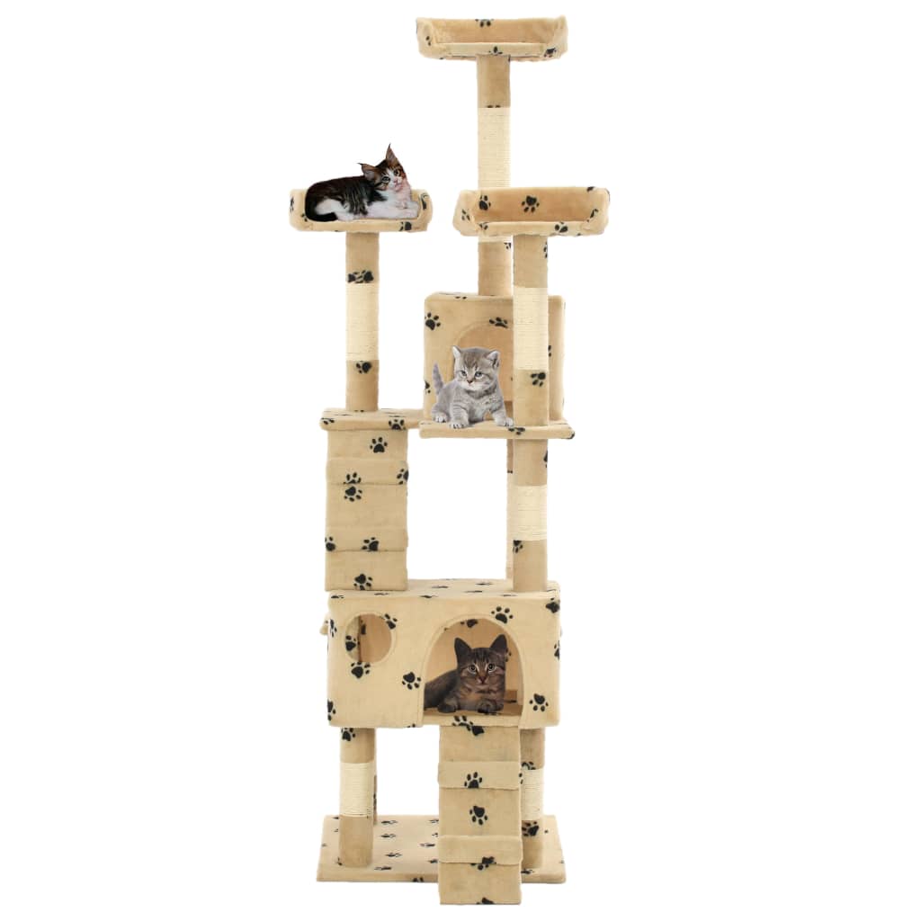 VidaXL Kattenkrabpaal met sisal krabpalen 170 cm pootafdrukken beige