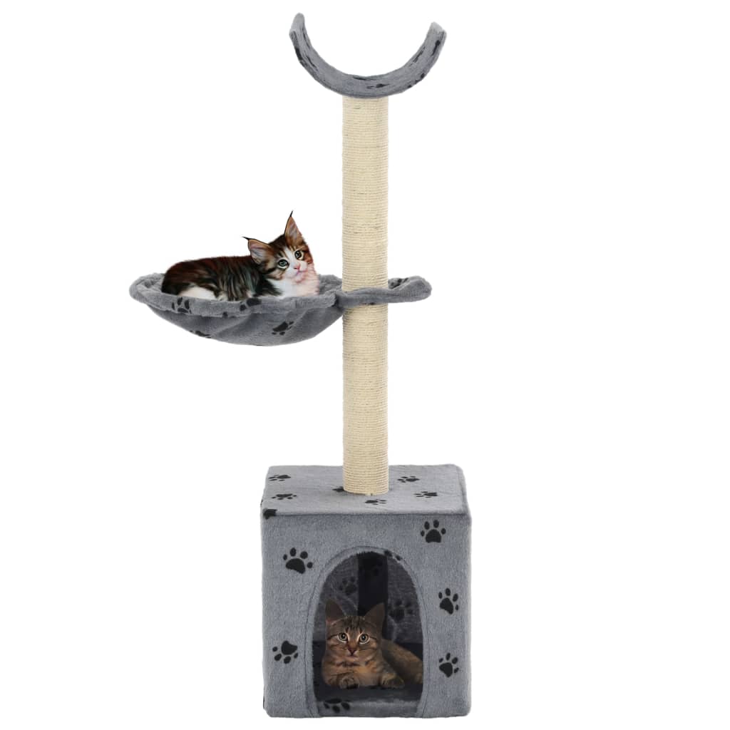 VidaXL Kattenkrabpaal met sisal krabpalen 105 cm pootafdrukken grijs