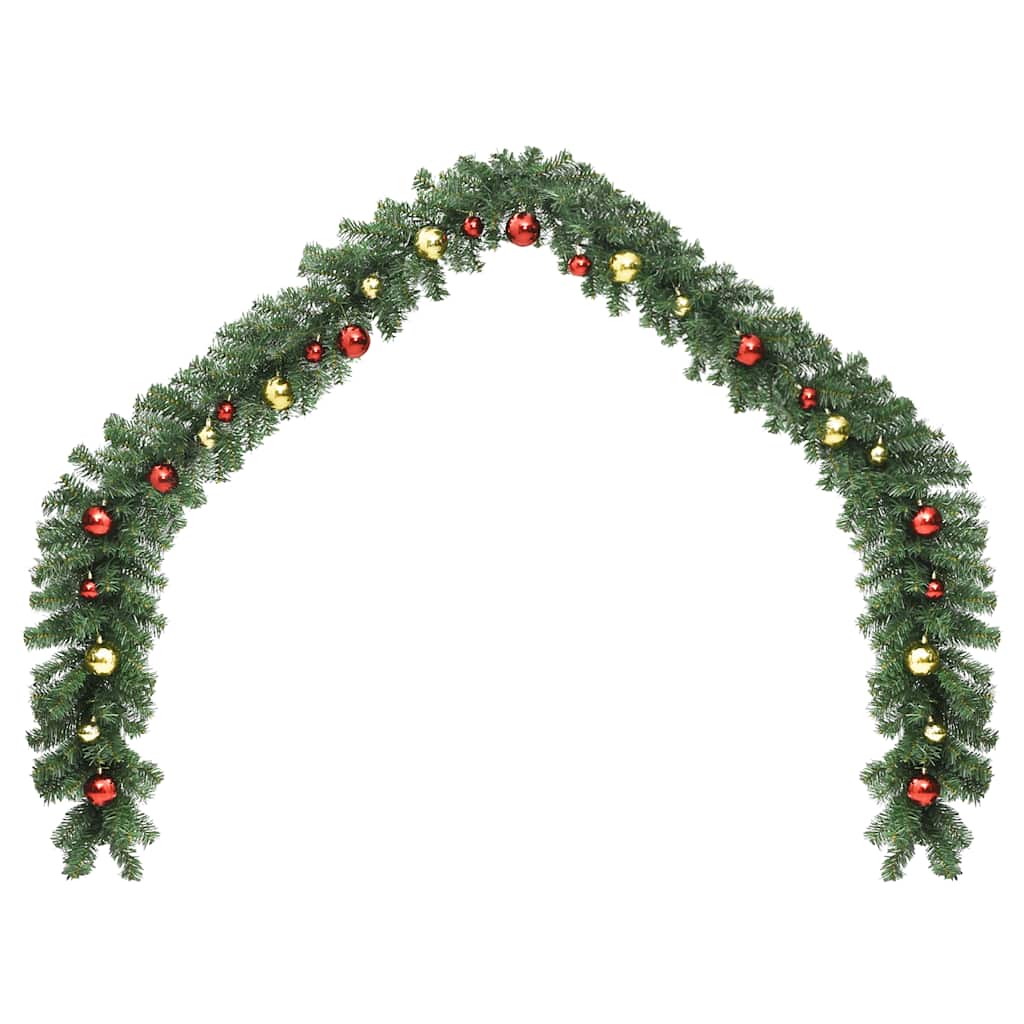 VidaXL Kerstslinger versierd met kerstballen en led-lampjes 10 m