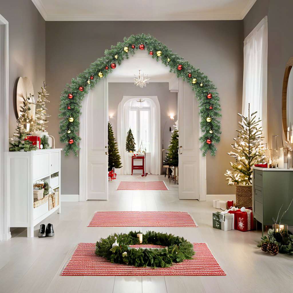 VidaXL Kerstslinger versierd met kerstballen en led-lampjes 10 m