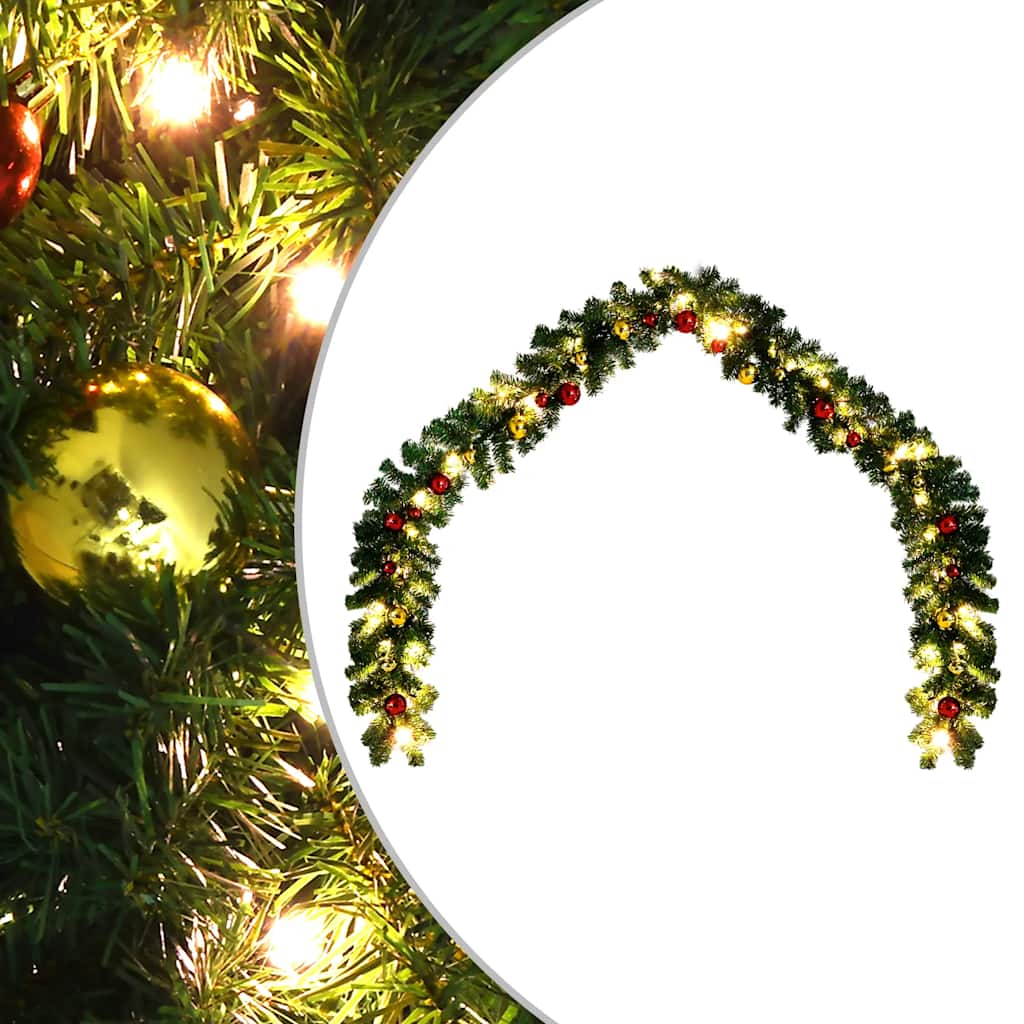 VidaXL Kerstslinger versierd met kerstballen en led-lampjes 20 m