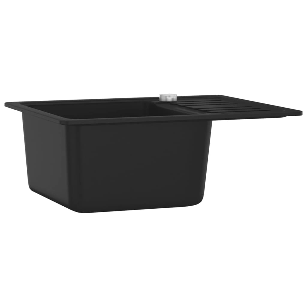 VidaXL Gootsteen enkele bak graniet zwart