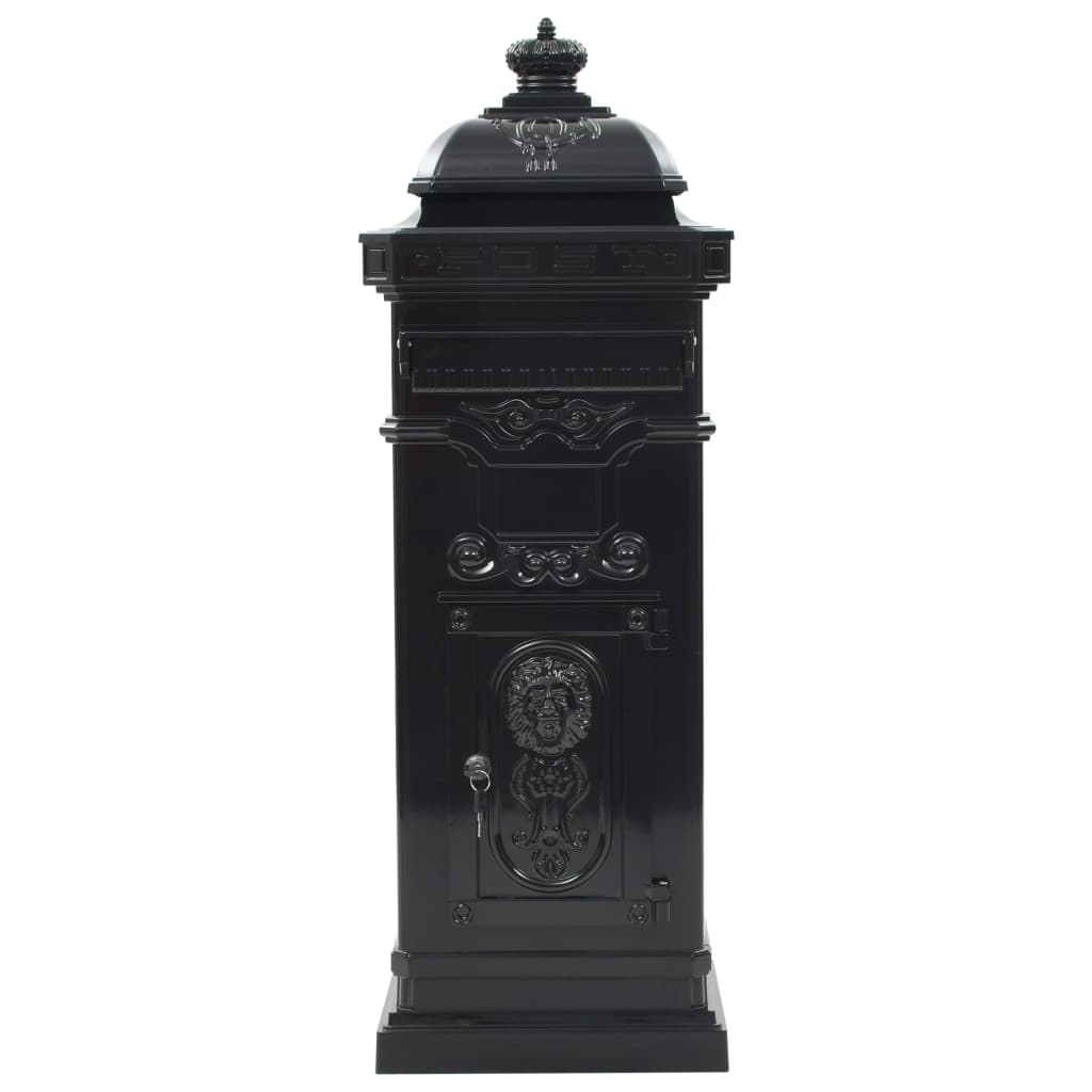 VidaXL Pilaar brievenbus vintage stijl roestbestendig aluminium zwart