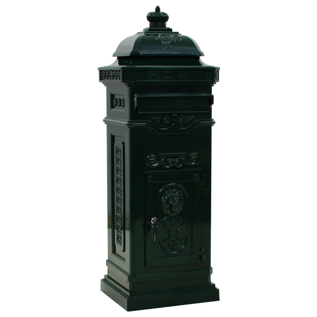 VidaXL Pilaar brievenbus vintage stijl roestbestendig aluminium groen