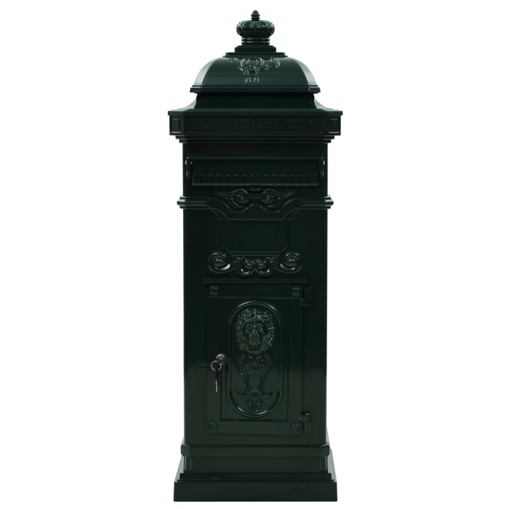 VidaXL Pilaar brievenbus vintage stijl roestbestendig aluminium groen