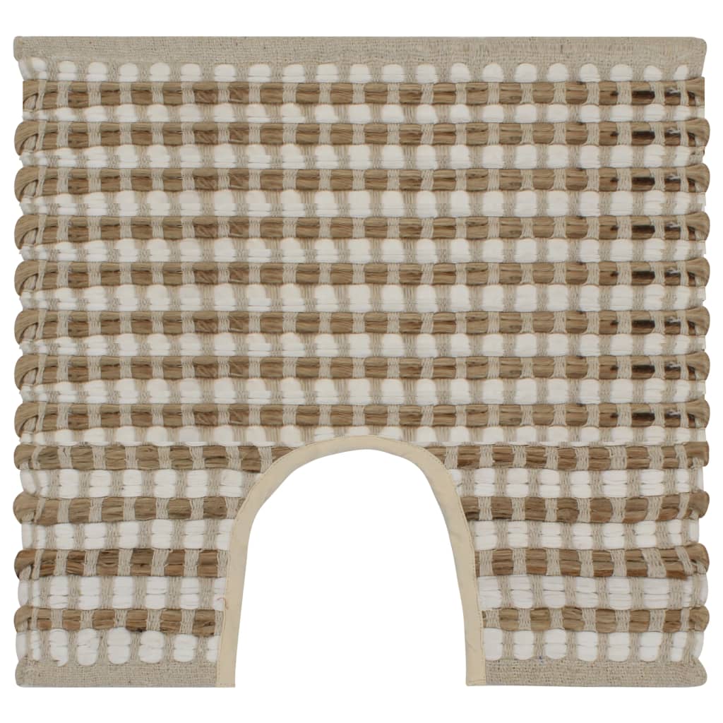 VidaXL Badmattenset handgeweven jute en stof naturel en wit
