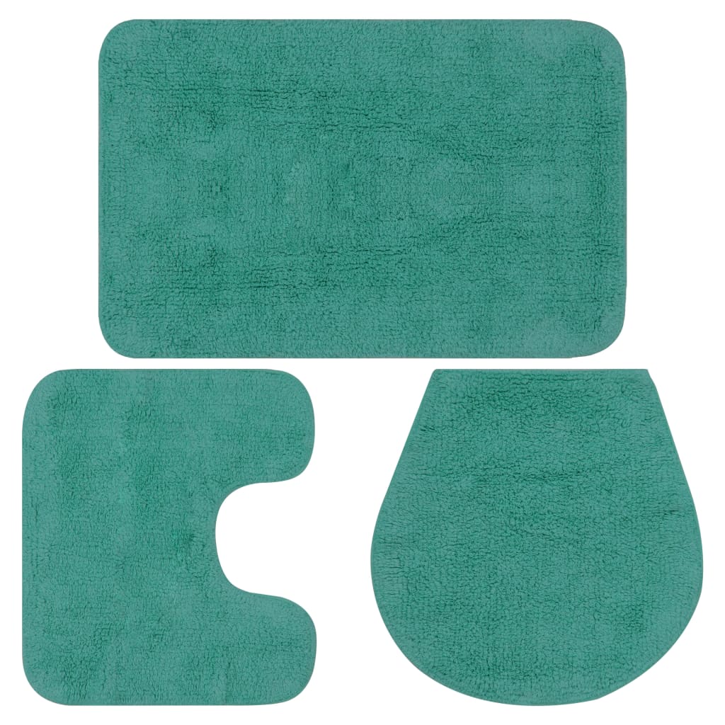VidaXL Badmattenset stof turquoise 3-delig