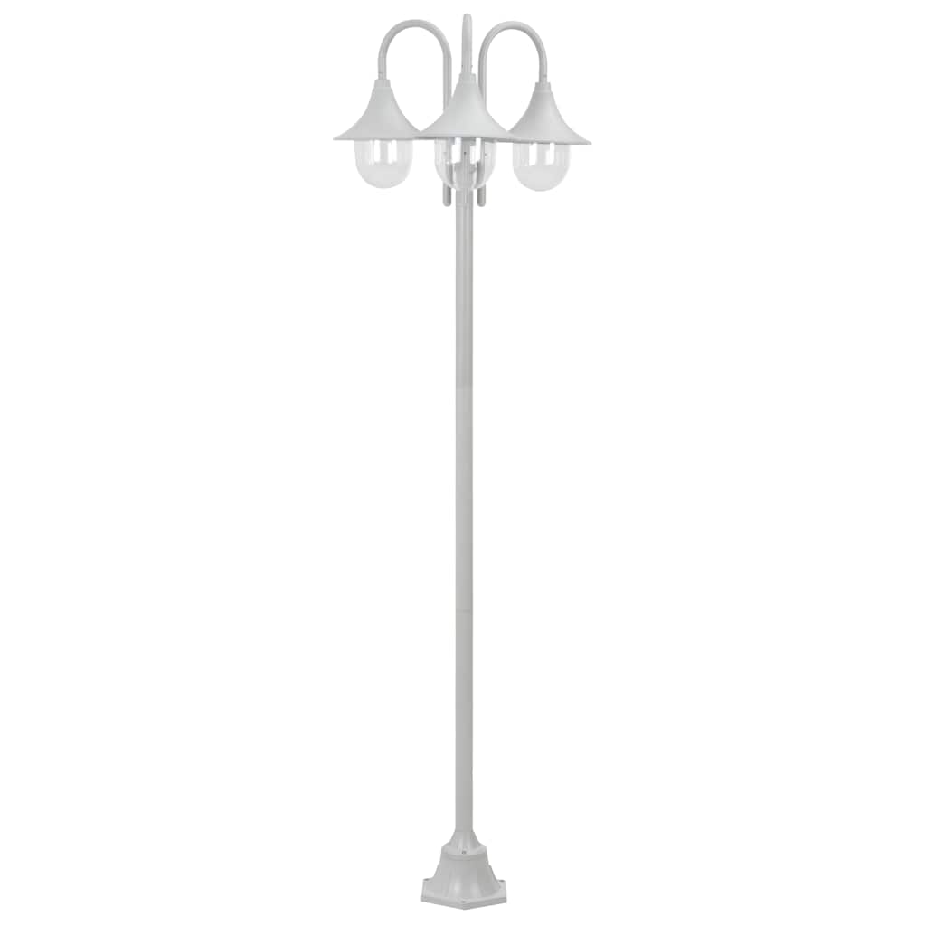 VidaXL Paalverlichting tuin e27 220 cm aluminium wit 3-delig