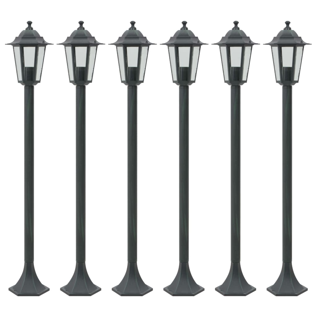VidaXL Paalverlichting voor tuin e27 110 cm aluminium donkergroen 6 st