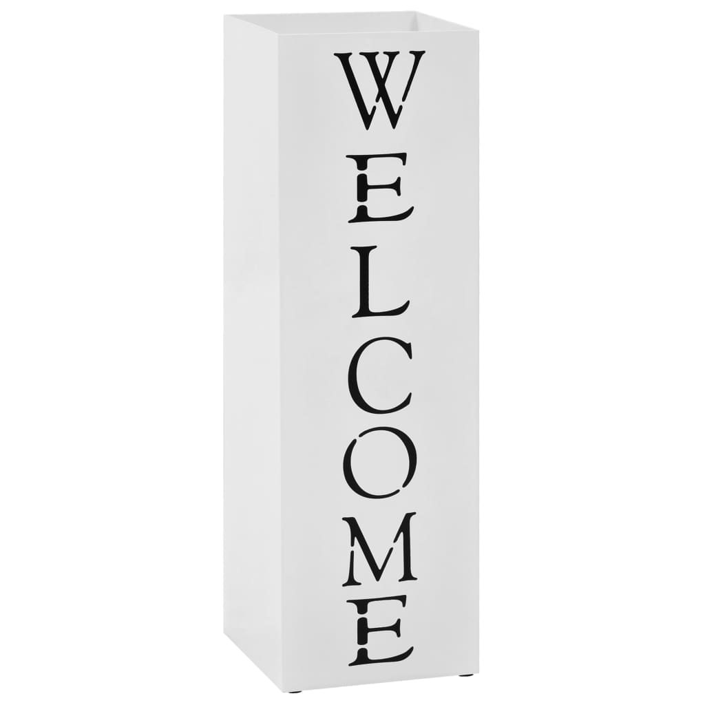VidaXL Parapluhouder welcome staal wit