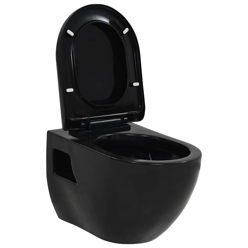 VidaXL Wandtoilet keramiek zwart