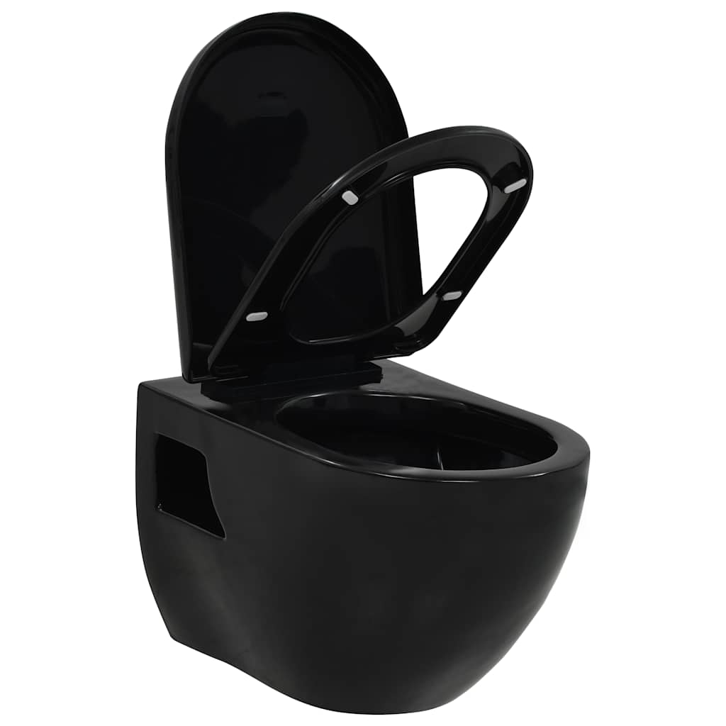 VidaXL Wandtoilet keramiek zwart